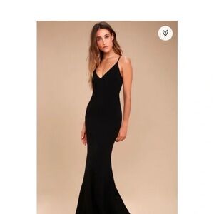 Lulus- SZ M Infinite Glory Black Maxi  Scoop Neck Backless Gown